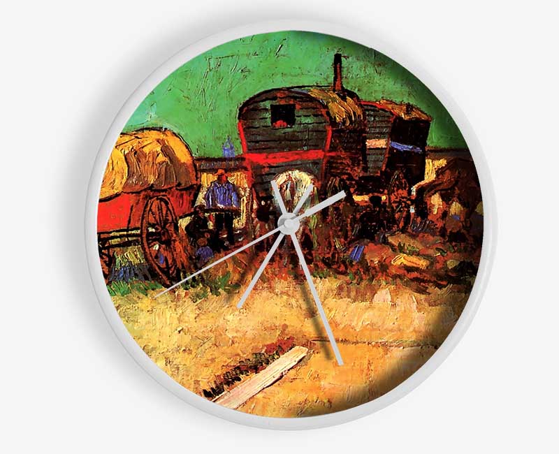 Van Gogh Encampment Of Gypsies With Caravans Clock - Wallart-Direct UK