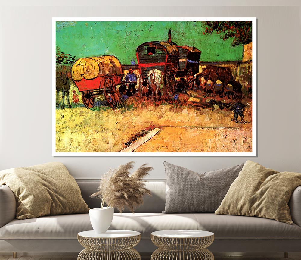 Van Gogh Encampment Of Gypsies With Caravans Print Poster Wall Art