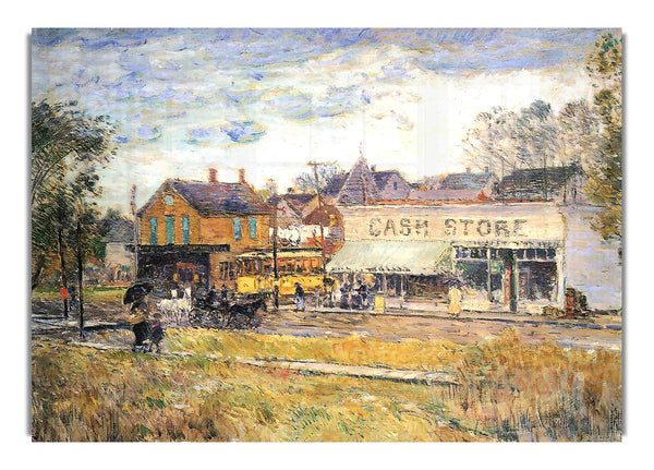 Ende der Straßenbahn, Oak Park, Illinois von Hassam