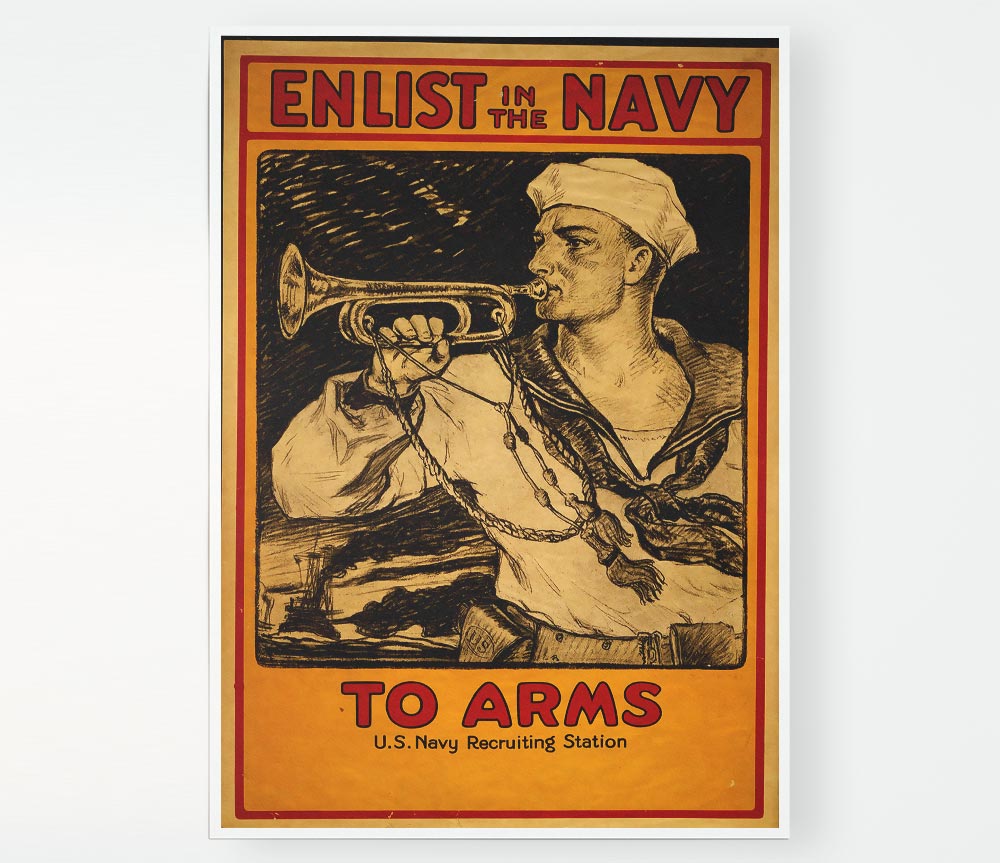 Enlist In The Navy Print Poster Wall Art