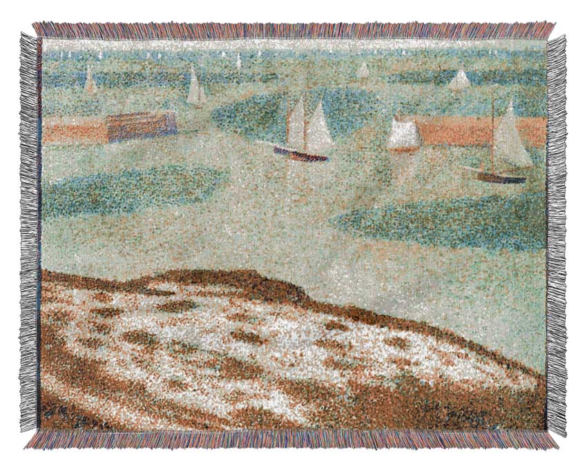 Seurat Entrance To Port-En-Bessin Woven Blanket