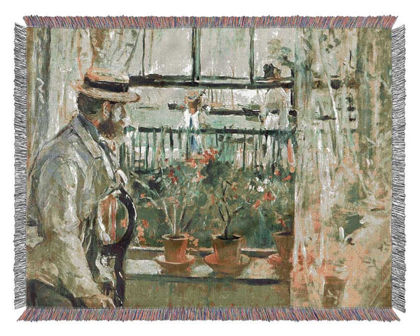 Morisot Paints Manet On The Isle Of Wight Woven Blanket