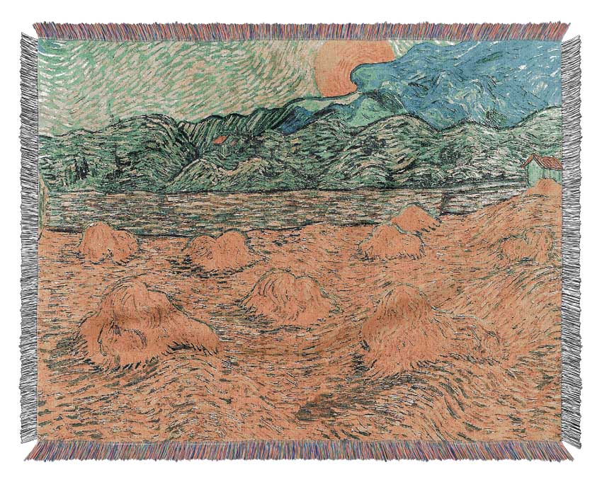 Van Gogh Evening Landscape At Moonrise Woven Blanket