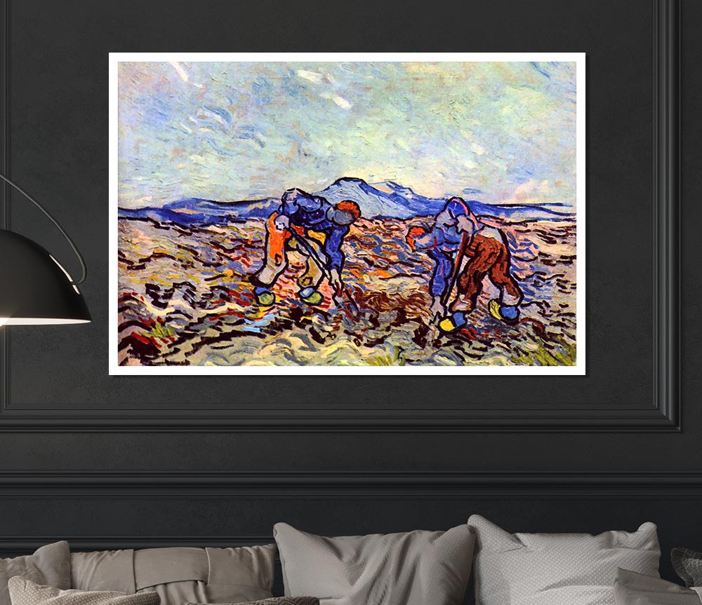 Van Gogh Farmers At Work Print Poster Wall Art