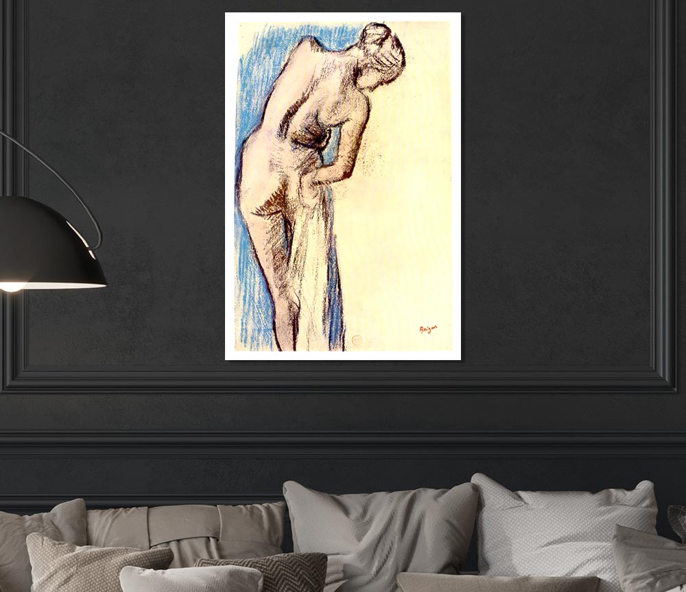 Degas Female After The Bath Print Poster Wall Art