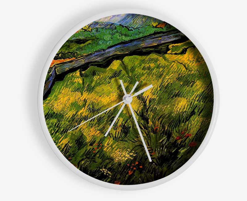 Van Gogh Field Of Spring Wheat At Sunrise Clock - Wallart-Direct UK