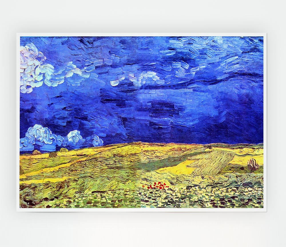 Van Gogh Field Under Storm Heaven Print Poster Wall Art