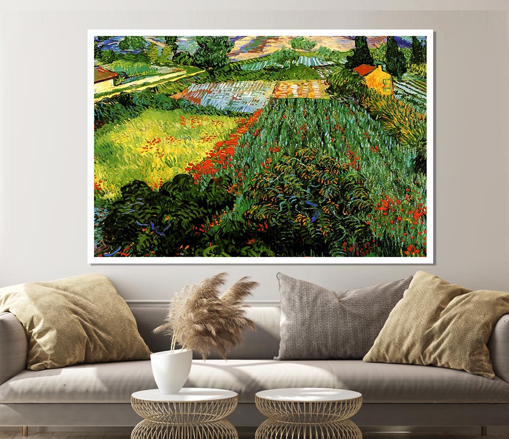 Van Gogh Field With Poppies Print Poster Wall Art