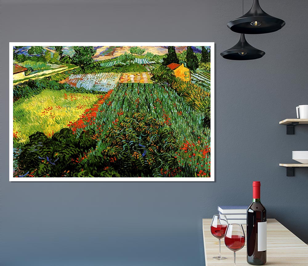 Van Gogh Field With Poppies Print Poster Wall Art