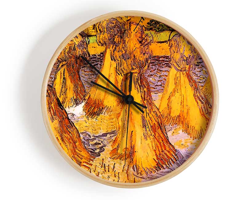 Van Gogh Field With Stacks Of Wheat Clock - Wallart-Direct UK