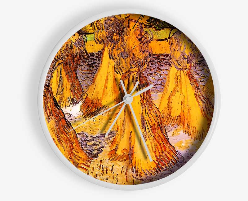 Van Gogh Field With Stacks Of Wheat Clock - Wallart-Direct UK