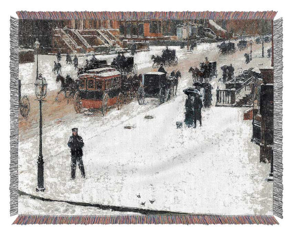 Hassam Fifth Avenue In Winter Woven Blanket