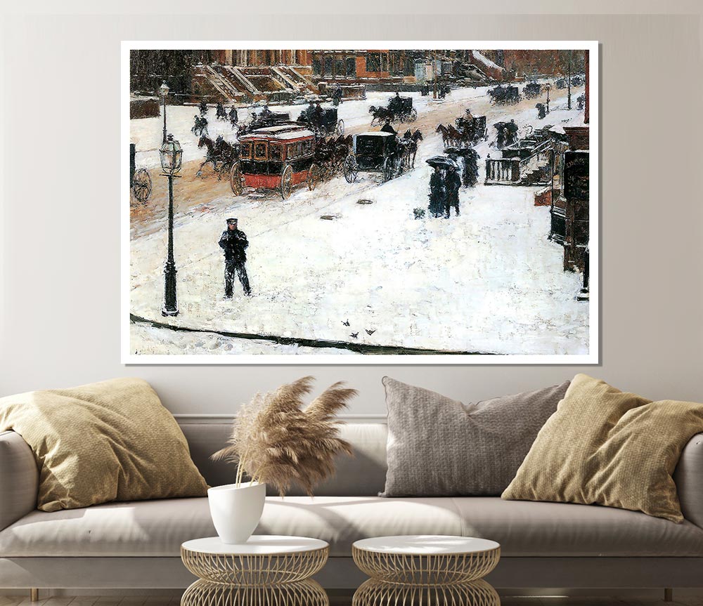 Hassam Fifth Avenue In Winter Print Poster Wall Art