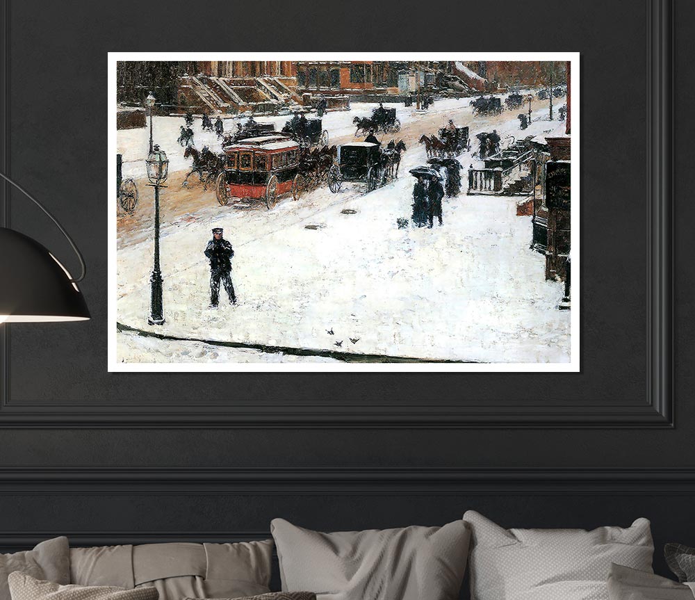 Hassam Fifth Avenue In Winter Print Poster Wall Art