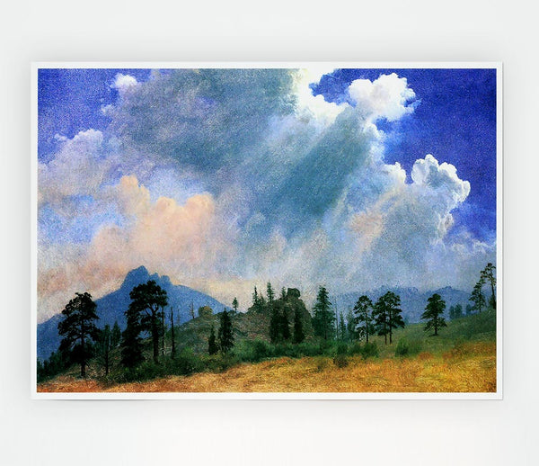 Bierstadt Fir Trees And Storm Clouds Print Poster Wall Art