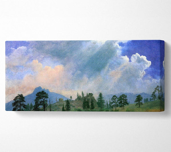 Bierstadt Fir Trees And Storm Clouds