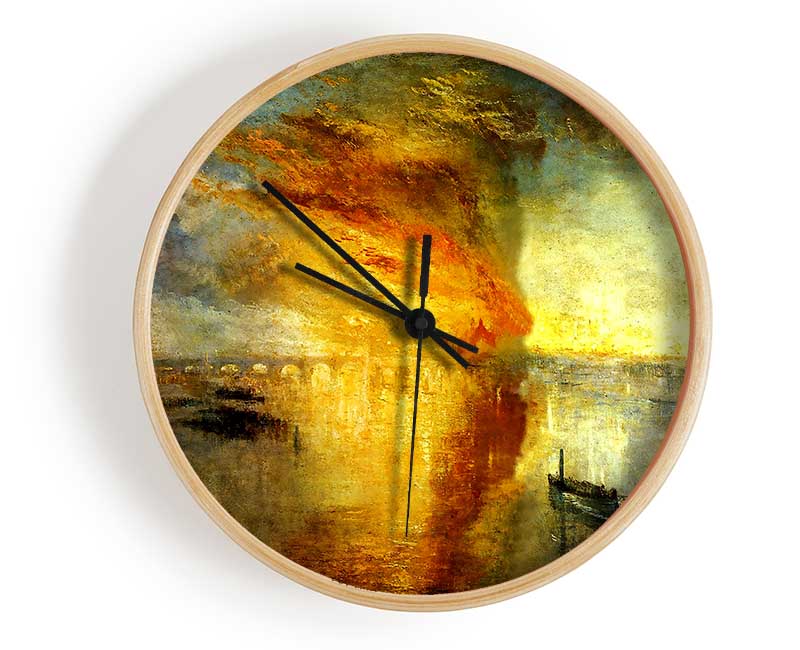 Joseph Mallord Turner Fire At The Parliament Building In 1834 Clock - Wallart-Direct UK