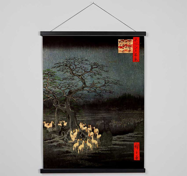 Hiroshige Fire Foxes Hanging Poster - Wallart-Direct UK