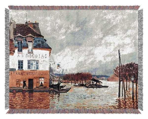 Sisley Flood At Port Marly 2 Woven Blanket