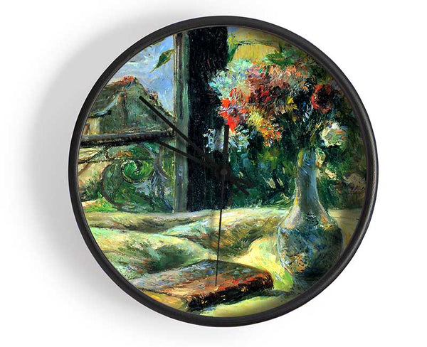 Gauguin Flower Vase In Window Clock - Wallart-Direct UK