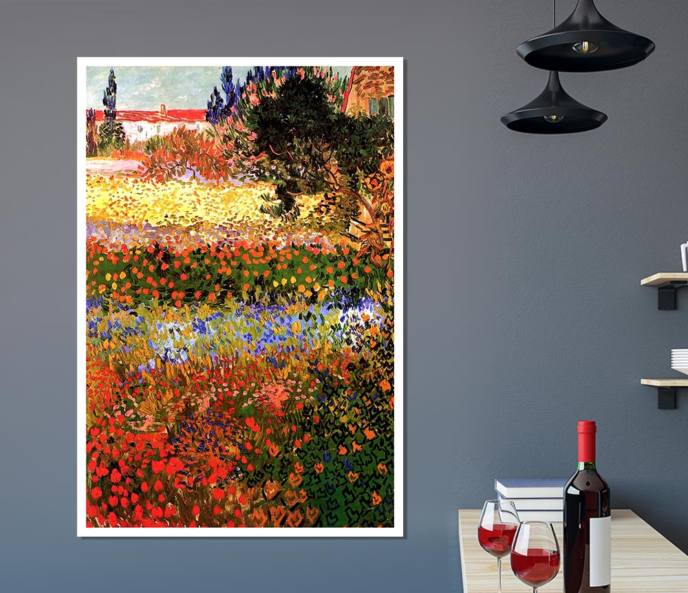 Van Gogh Flowering Garden Print Poster Wall Art