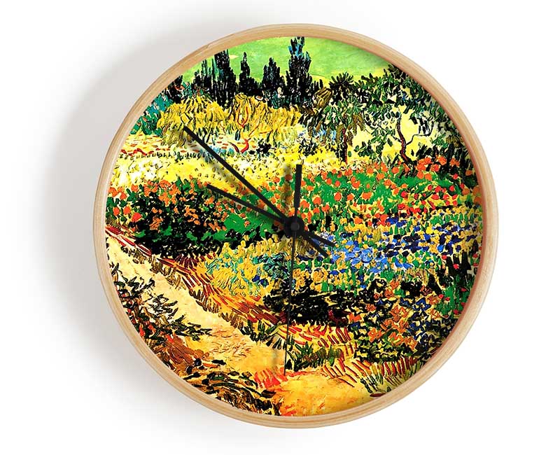 Van Gogh Flowering Garden With Path Clock - Wallart-Direct UK