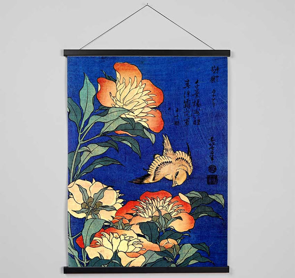 Hokusai Flowers Hanging Poster - Wallart-Direct UK