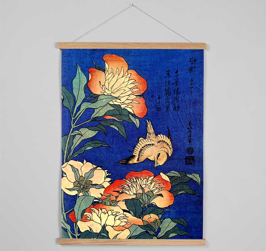 Hokusai Flowers Hanging Poster - Wallart-Direct UK