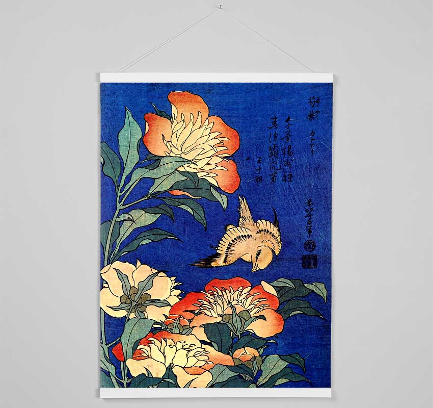 Hokusai Flowers Hanging Poster - Wallart-Direct UK