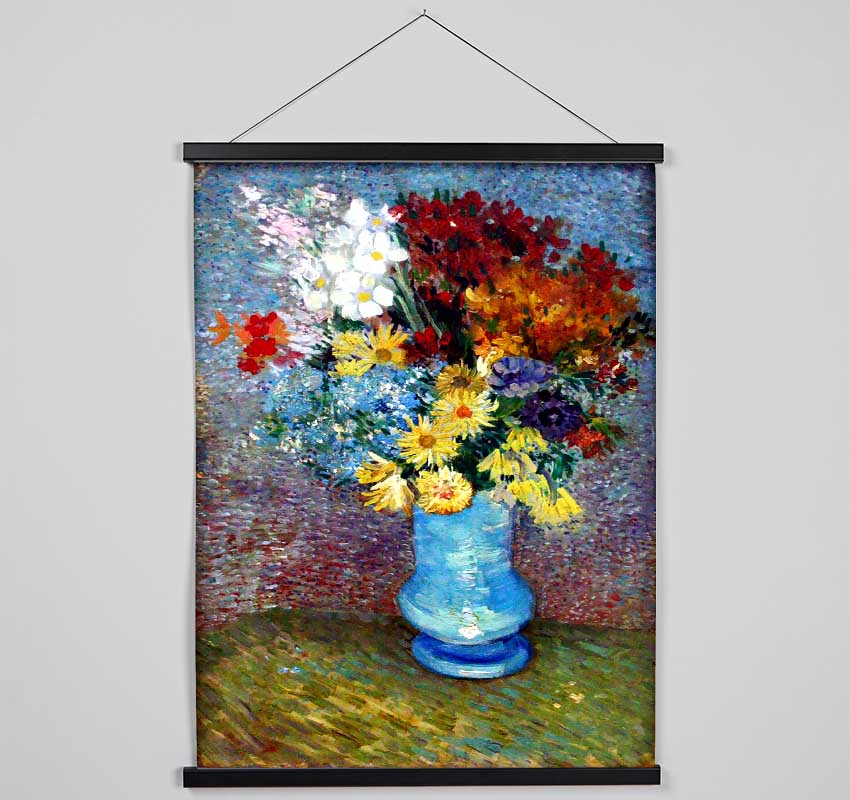 Van Gogh Flowers In A Blue Vase Hanging Poster - Wallart-Direct UK