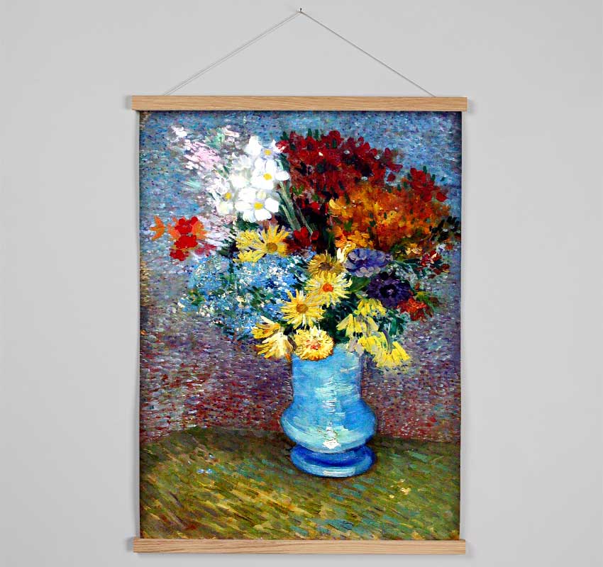 Van Gogh Flowers In A Blue Vase Hanging Poster - Wallart-Direct UK