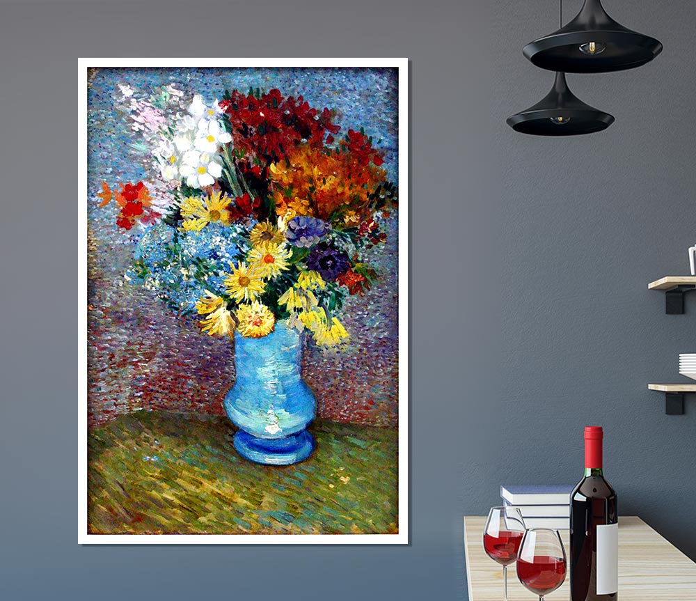 Van Gogh Flowers In A Blue Vase Print Poster Wall Art