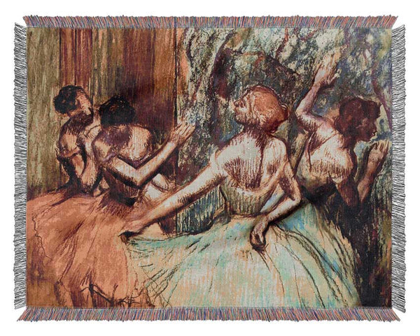 Degas Four Dancers Behind The Scenes Woven Blanket