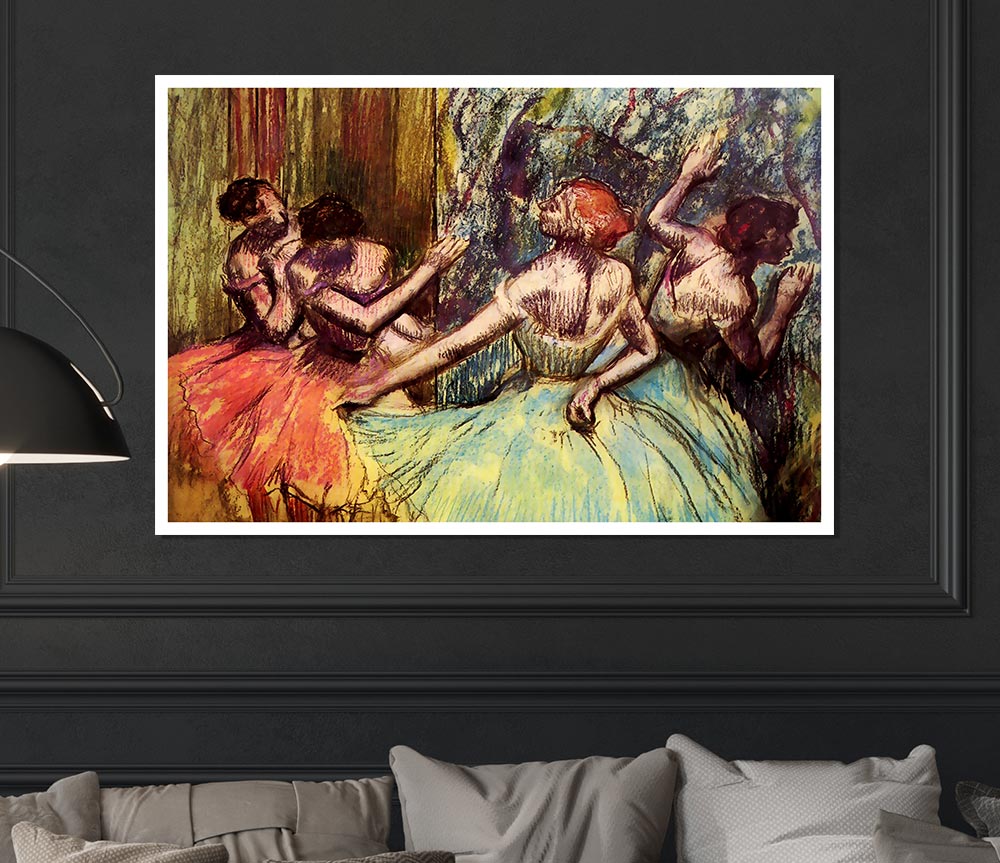 Degas Four Dancers Behind The Scenes Print Poster Wall Art