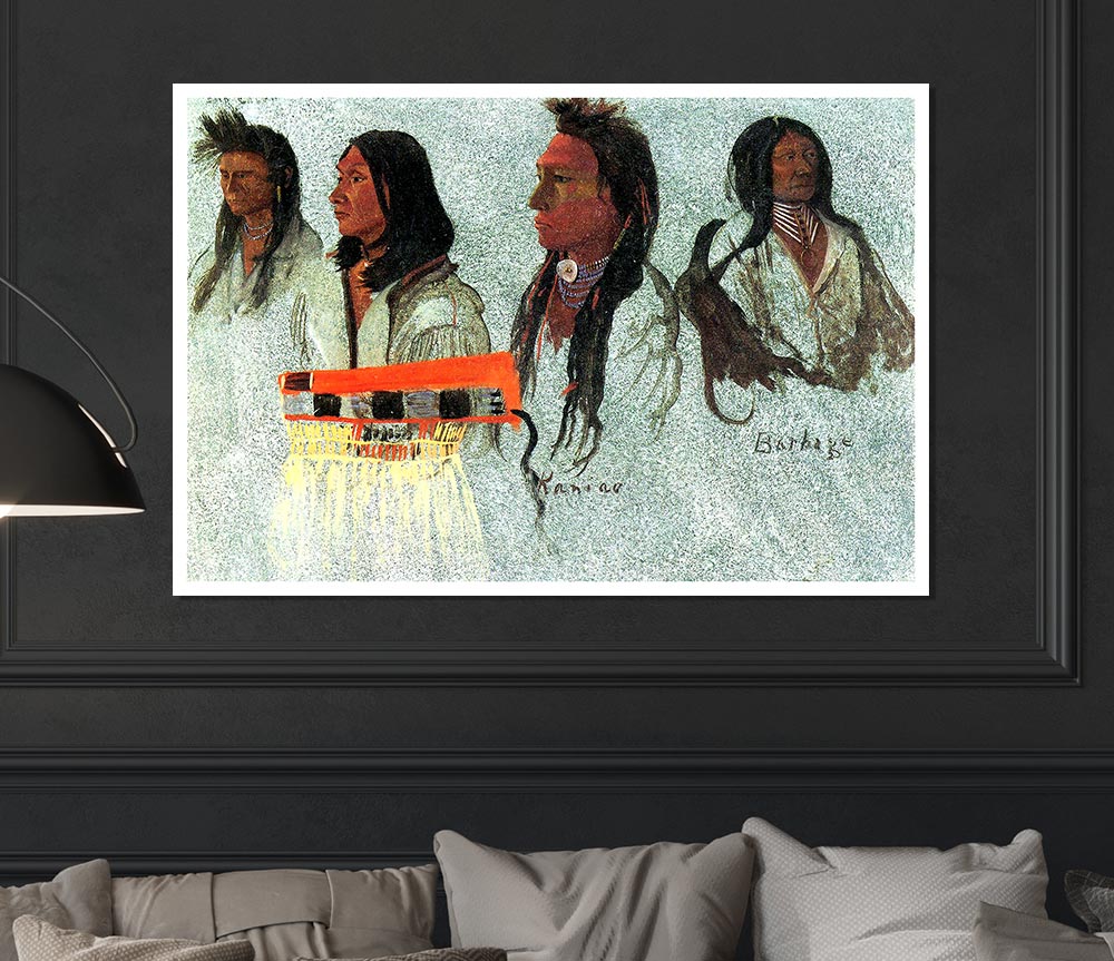 Bierstadt Four Indians Print Poster Wall Art