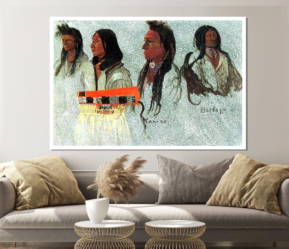 Bierstadt Four Indians Print Poster Wall Art