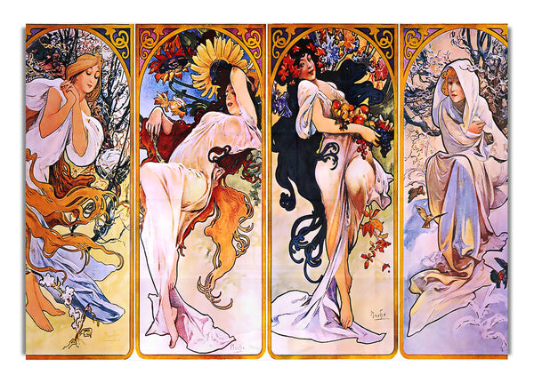 Vier Jahreszeiten von Alphonse Mucha