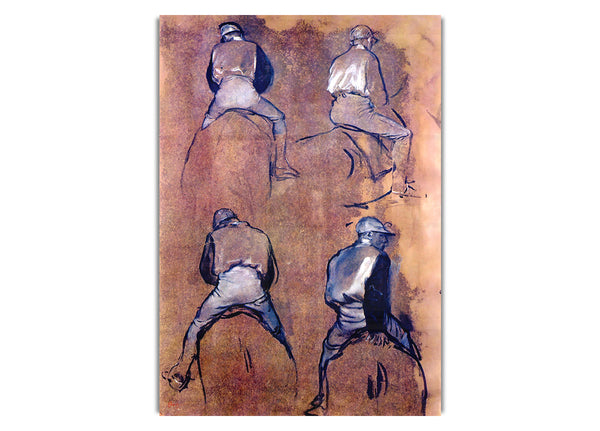 Four Studies Of Jockeys By Degas