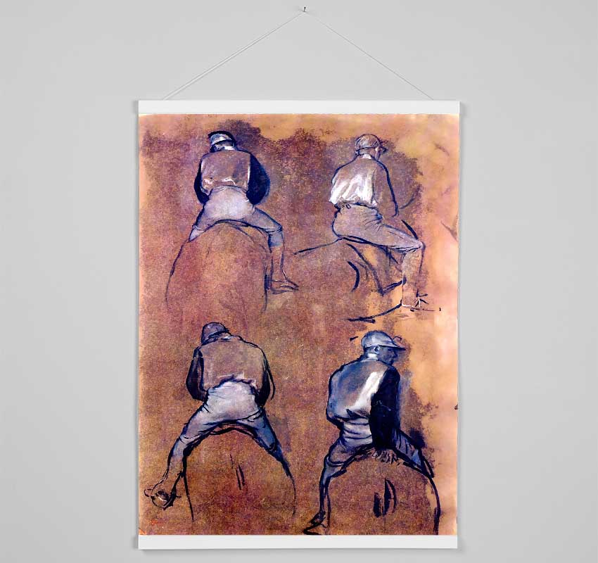 Degas Four Studies Of Jockeys Hanging Poster - Wallart-Direct UK