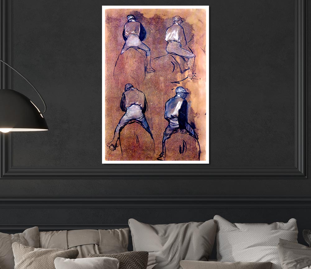 Degas Four Studies Of Jockeys Print Poster Wall Art