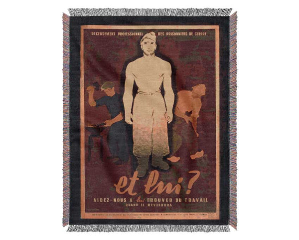 French Poster 4 Woven Blanket