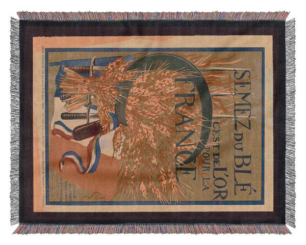 French Poster Woven Blanket