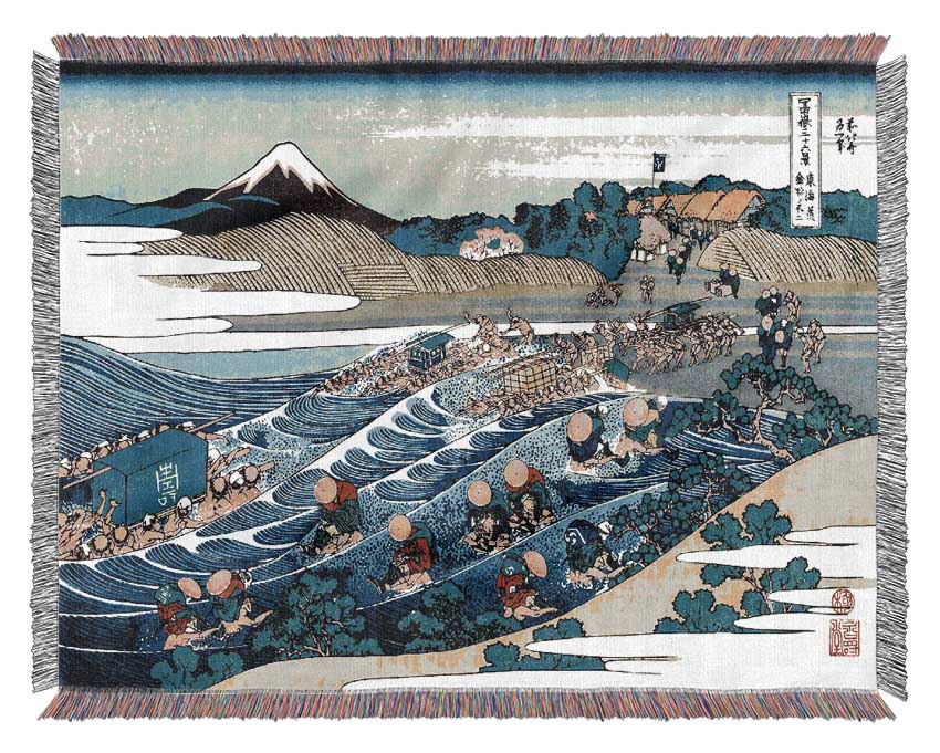 Hokusai Fuji From Kanaya On Tokaido Woven Blanket