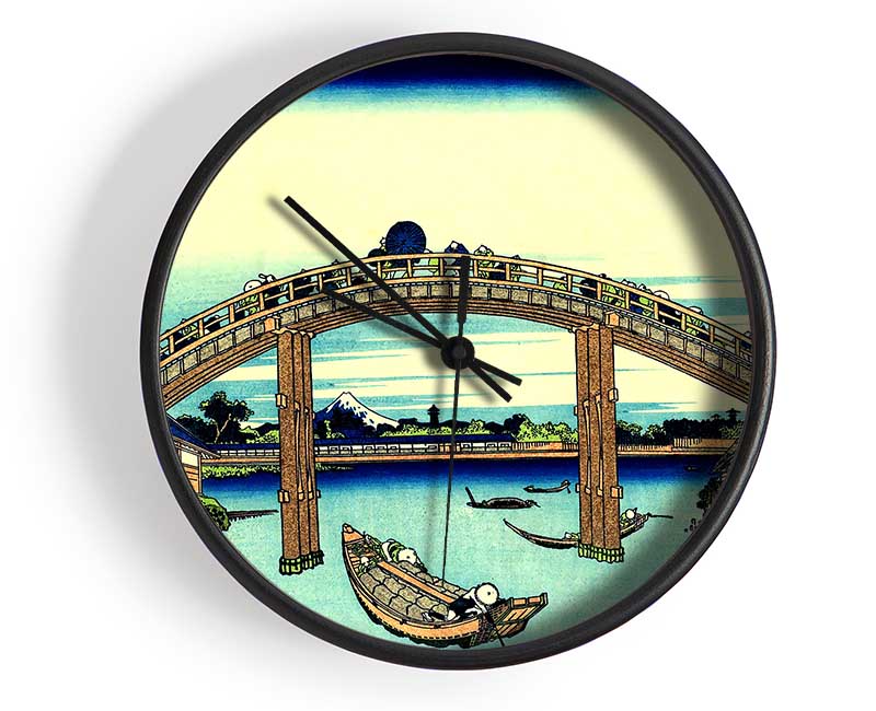 Hokusai Fuji Seen Through The Mannen Bridge Clock - Wallart-Direct UK