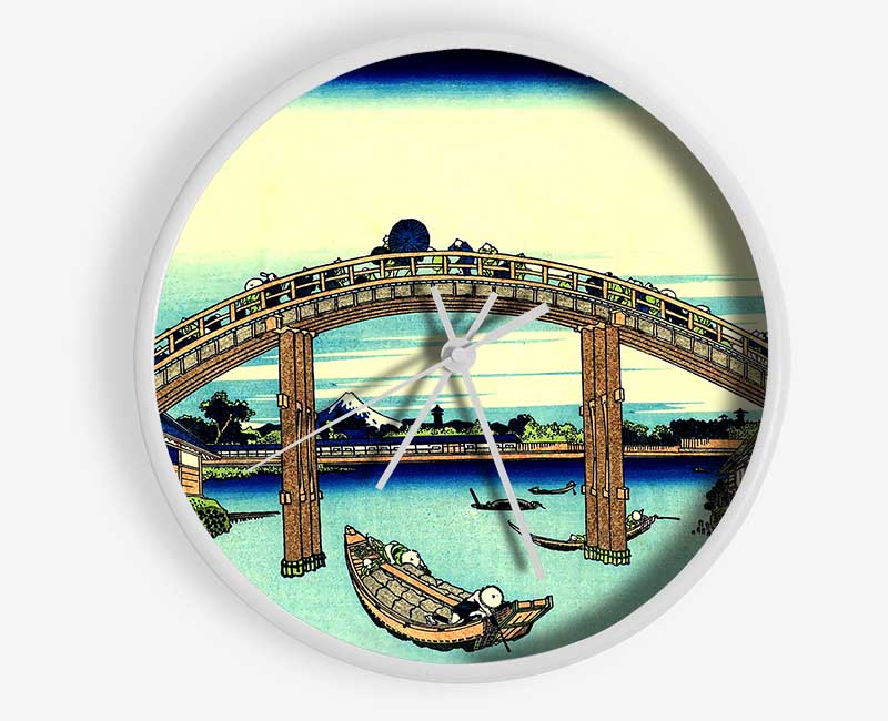 Hokusai Fuji Seen Through The Mannen Bridge Clock - Wallart-Direct UK