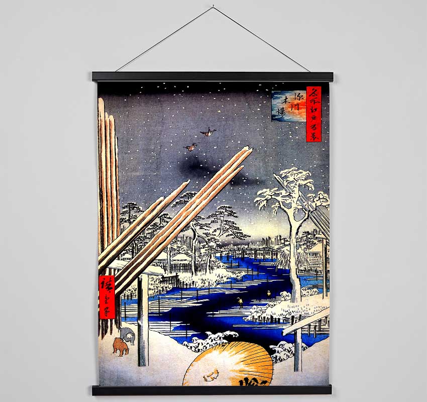 Hiroshige Fukagawa Lumberyards Hanging Poster - Wallart-Direct UK