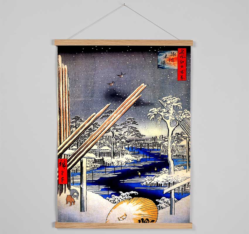 Hiroshige Fukagawa Lumberyards Hanging Poster - Wallart-Direct UK