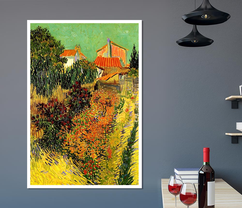 Van Gogh Garden Behind A House Print Poster Wall Art