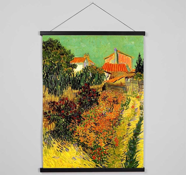 Van Gogh Garden Behind A House Hanging Poster - Wallart-Direct UK