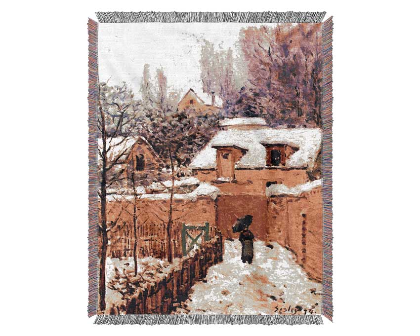 Sisley Garden In Louveciennes In Snow Woven Blanket